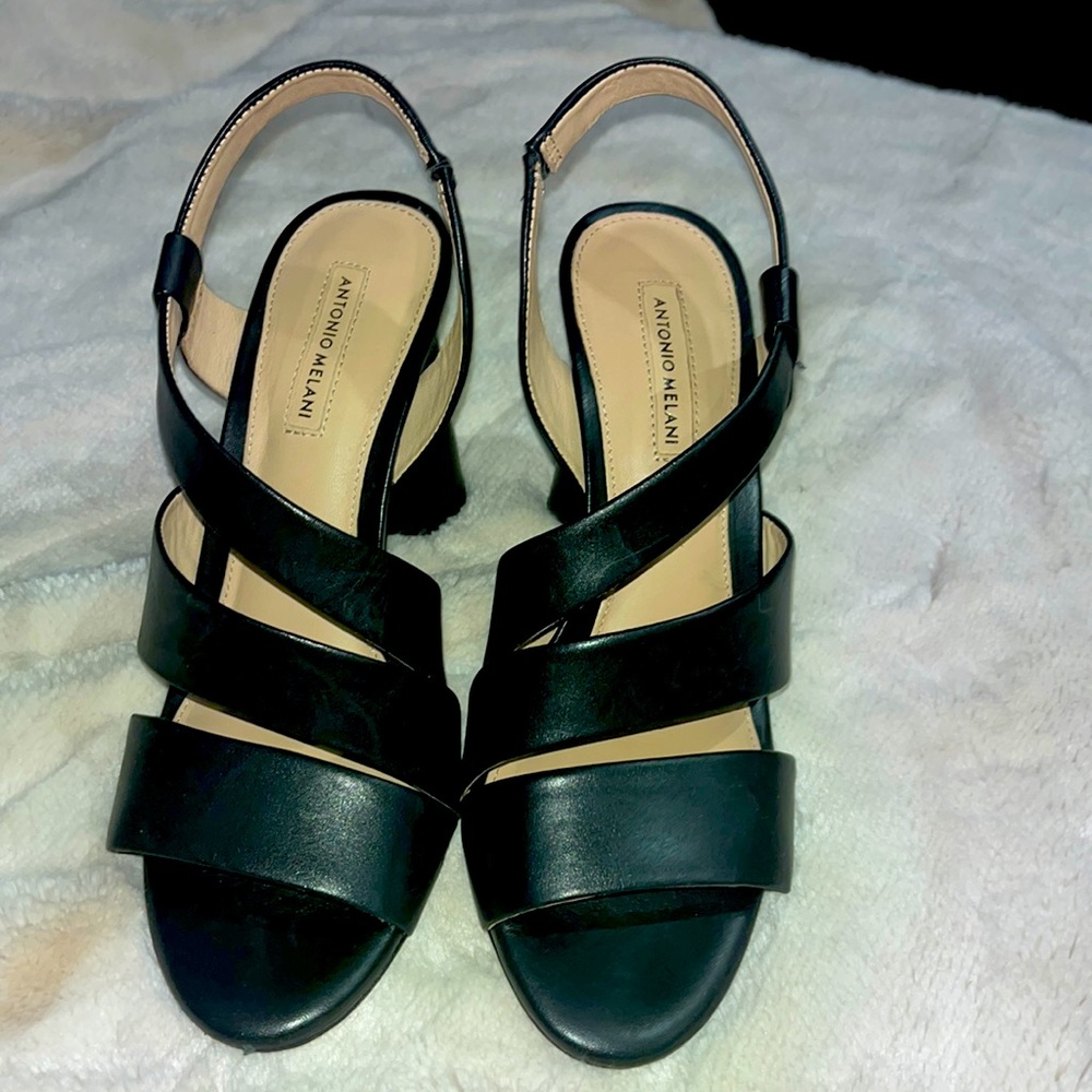 Black leather heels